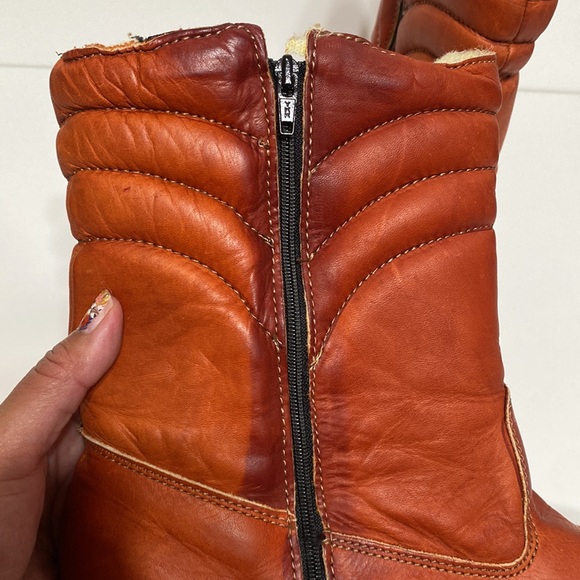 Vintage Hush Puppies Women’s Rust Leather Insulated Zip Up Winter Boots - Picture 9 of 12